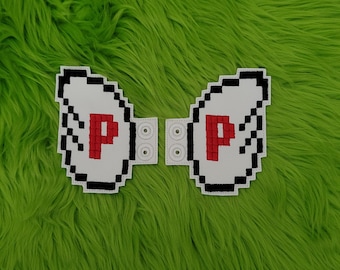 8-Bit Embroidered Shoe Wings: Gamer Boot Accessories - Lace-Up Footwear