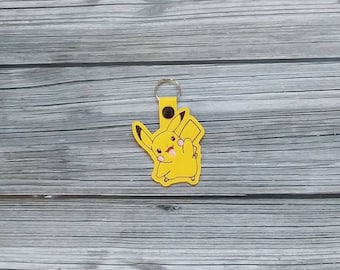 Embroidered Yellow Mouse Keychain – Electric Pokey Zipper Pull