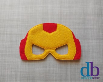 Iron Hero Felt Embroidered Mask - Kid & Adult - Pretend Play - Halloween Costume