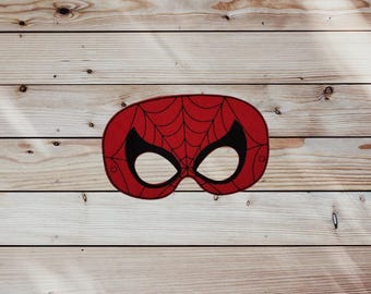 Red Spider Hero Felt Mask: Embroidered Superhero Costume