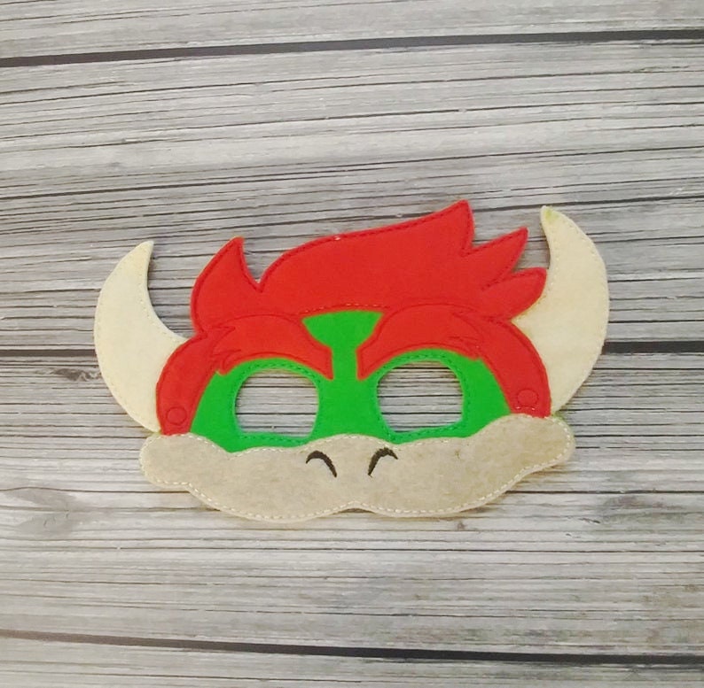 Bowser Embroidered Felt Mask kid & Adult Mask Pretend Play Etsy