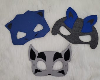 Geborduurde vilten videopersonagemaskers: wolfblauwe lue-tank schildpadhalloween