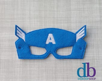 America Hero Felt Embroidered Mask - Kid & Adult - Pretend Play - Halloween Costume