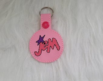 Jem and the Misfits Keychain: Retro 80s Embroidered Vinyl Key Fob