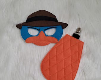 Teal Platyus Felt Mask and Tail:  Costume, Creative Play