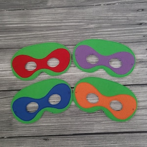 Turtle Embroidered Mask-Red Ninja Mask-Orange Ninja Mask-Purple Ninja Mask-Blue Ninja Mask- Halloween Costume-Play Dress Up-Creative Play