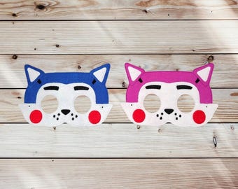 Geborduurd vilten kattenmasker – kostuum geïnspireerd op tweelingkatten, Halloween