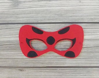 Ladybug Felt Embroidered Mask - Insect Mask - Kid & Adult - Pretend Play - Halloween Costume