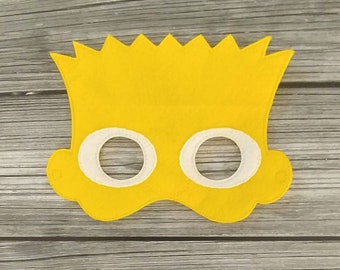 Boy Felt Embroidered Mask - Bart the Boy Mask - Kid & Adult - Pretend Play - Halloween Costume