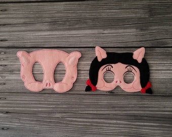 Geborduurde cartoon varken vilten maskers: halloweenkostuum - fantasiespel