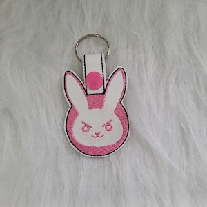 Embroidered Diva Bunny Keychain: Gamer Gift, Zipper Pull