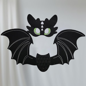 Black Dragon Felt Embroidered Mask - Dragon Mask - Dragon Wings - Creative Play - Black Dragon -Dress-Up Mask-Pretend Play-Halloween Costume