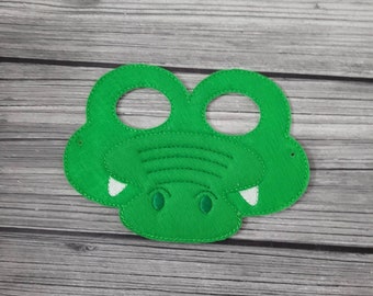 Crocodile Felt Embroidered Mask - Kid & Adult - Pretend Play - Halloween Costume
