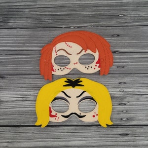 Chuckie & Bride Felt Masks – Handmade Horror Costume, Creative Play