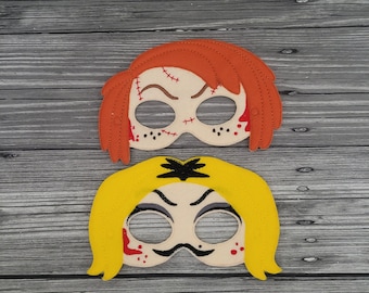 Chuckie & Bride Felt Masks – Handmade Horror Costume, Creative Play
