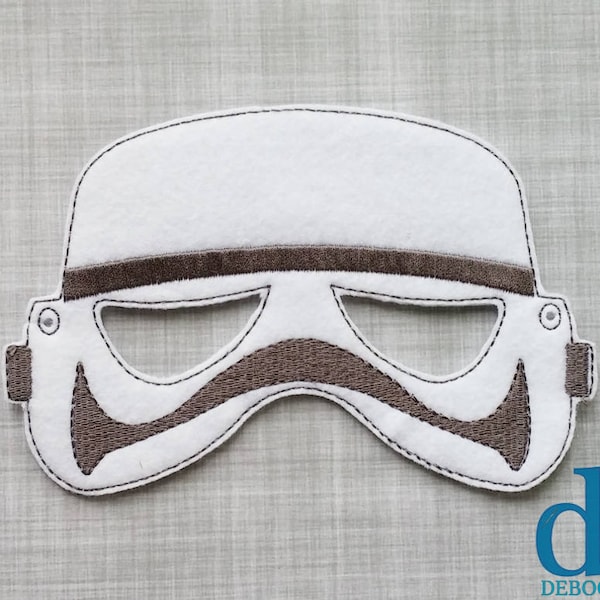 White Trooper Felt Embroidered Mask - Kid & Adult - Pretend Play - Halloween Costume