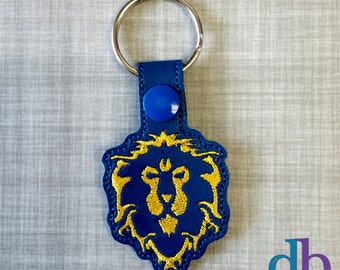 Lion Alliance Keychain - Embroidered Key Fob - Zipper Pull
