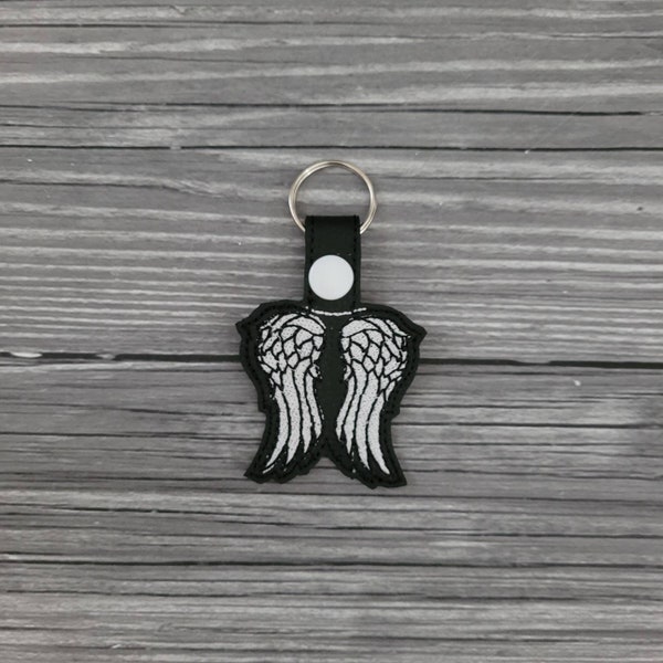 Daryl Wings Keychain - TWD Embroidered Key Fob - Zipper Pull - Vinyl Embroidered Keychain