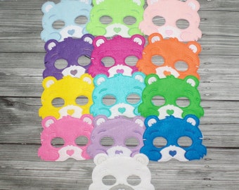 Bear Felt Embroidered Mask - Caring Bear Mask - Kid & Adult - 13 Colors of Bear Masks - Pretend Play - Halloween Costume - Creative Play