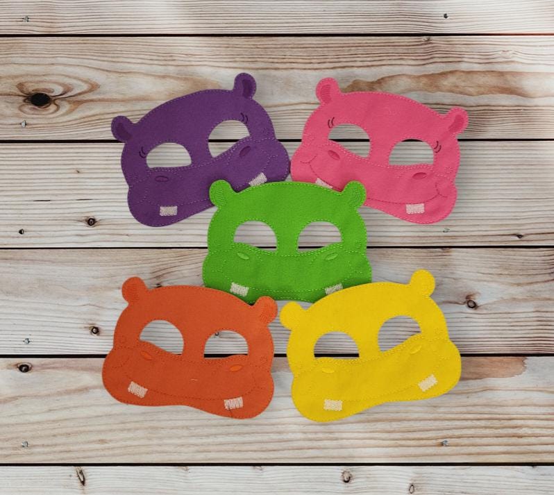 Starving Hippo Pretend Play Felt Mask - Tabletop Game Animals - Dress-up - Creative Play - Pretend Play - Halloween Costume
