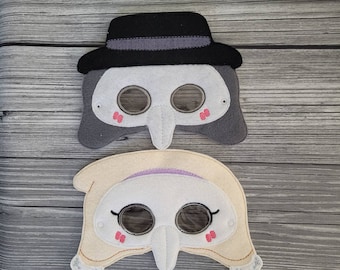 Plague Doctor vilten geborduurd masker: Halloweenkostuum voor kinderen en volwassenen