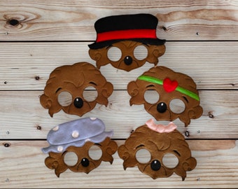 Geborduurde vilten maskers familie grizzlyberen: Halloweenkostuum - doen alsof