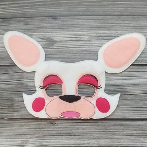 Fox Felt Embroidered Mask - Mangle the White Fox Mask - Kid & Adult - Creative Play - Make Believe Mask