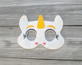 White Felt Unicorn Mask: Dress-Up, Halloween Costume