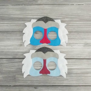 Felt Baboon Mask: Blue Embroidered Costume Mask - Kids & Adults