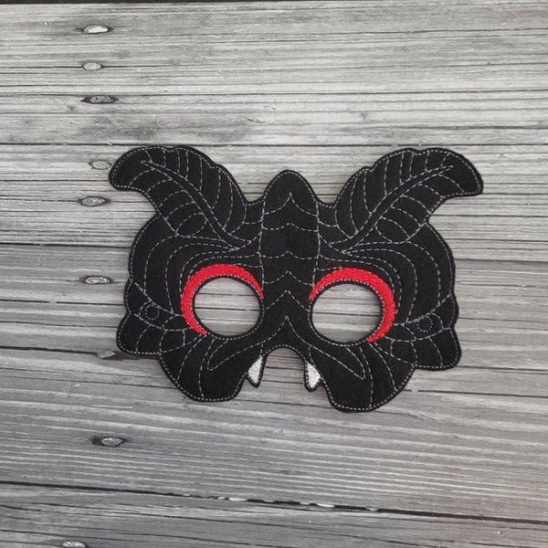 MothMan Felt Embroidered Mask -Winged Man - CosPlay Mask - Humanoid Creature Mask- Bird Man - Pretend Play - Halloween Costume