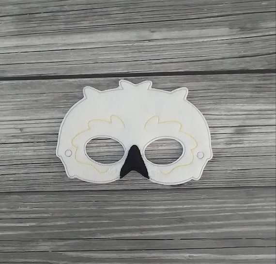 Maschera in feltro gufo bianco: maschera ricamata per costumi