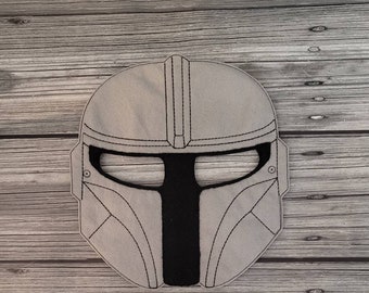 Geborduurd vilten Mandalorian-masker – kinderen en volwassenen, verkleedkostuum