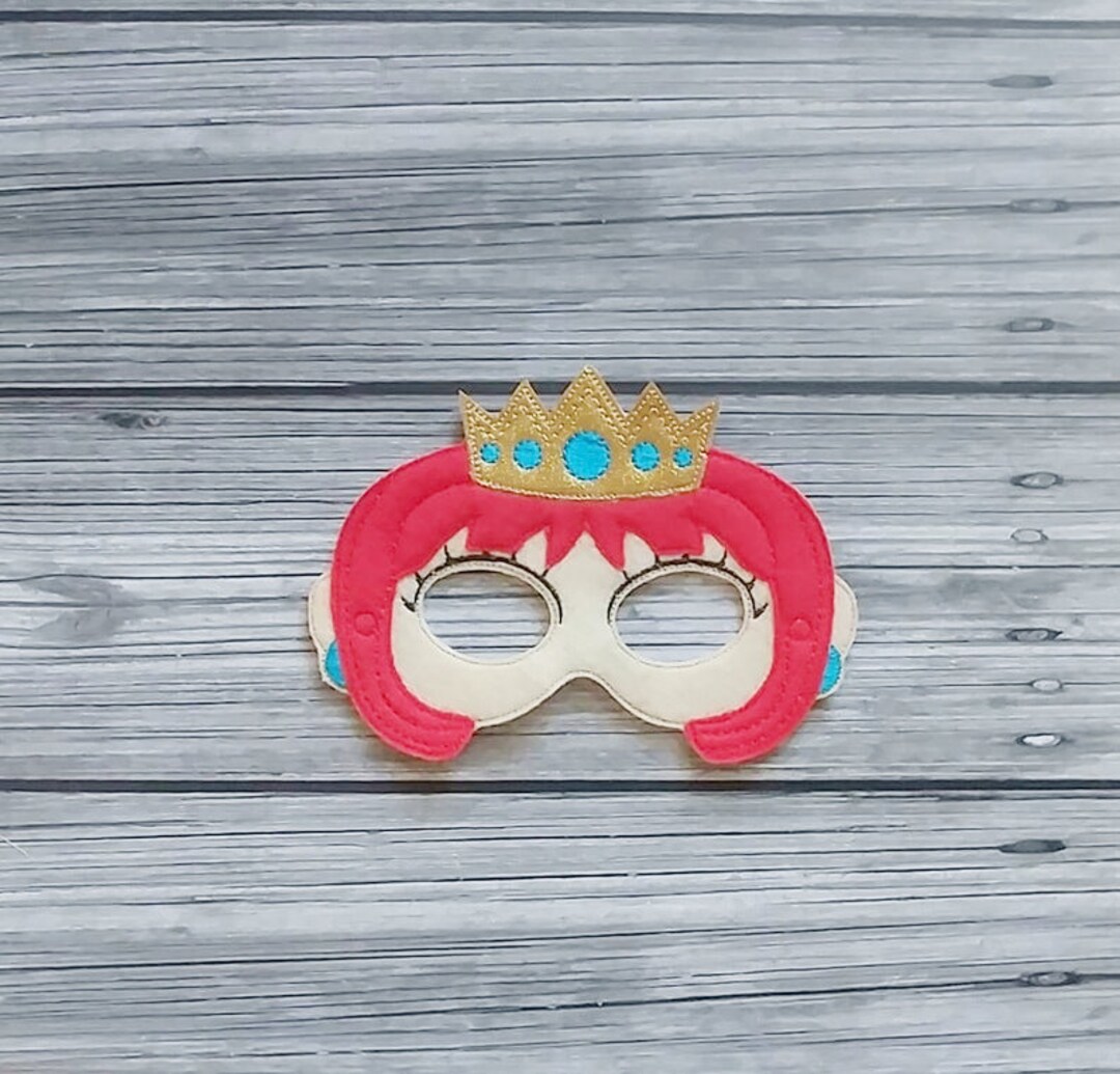 Red-haired Princess Embroidered Felt Mask - Pretend Play - Halloween ...