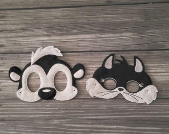Vilten dierenmaskers: Skunk & Cat - Fantasiespel