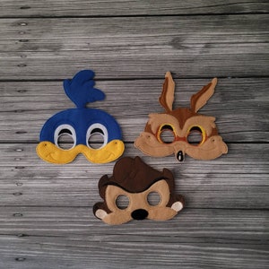 Máscaras de juegos de simulación de clásicos de dibujos animados: máscaras de animales, pájaro Correcaminos, coyote astuto, demonio de Tasmania, juego creativo, disfraz de Halloween