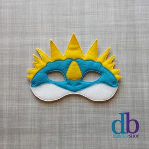 Blue Spiked Dragon Felt Embroidered Mask - Kid & Adult - Pretend Play - Halloween Costume