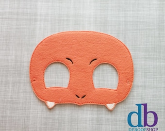 Charmander Felt Embroidered Mask - Kid & Adult - Pretend Play - Halloween Costume