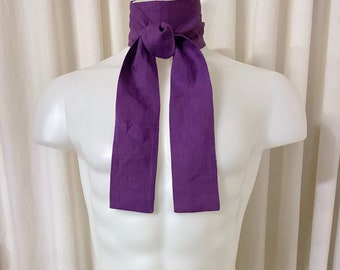 Cravat Necktie in Violet Linen w/Square Ends for Victorian Costume, Steampunk Cosplay, Wedding Attire