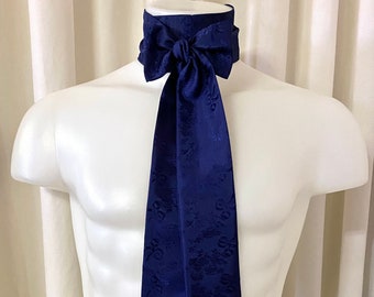 SALE 60s Mod Dress 1970s MEd Ascot Tie peacock Blue Go Go
