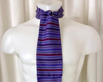 Iridescent Ascot Necktie in Purple Striped Cotton for Historical Costume, Period Cosplay, Wedding Attire