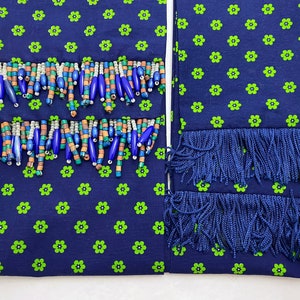 Cotton Sash or Tie Belt in Cobalt Blue Calico w/Multiple Fringe Options for Halloween Costume and Fantasy Cosplay