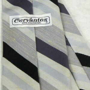 Vintage Classic Width Necktie by &#39;Cervantes&#39; Brand in Multi Tone Grey Stripe, 56&quot; long
