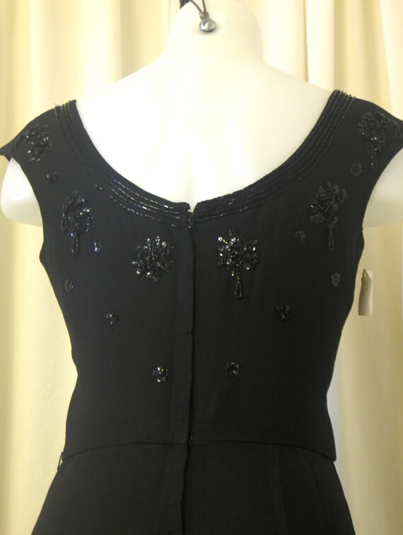 VINTAGE 1960's Black Beaded Formal Gown with Scoo… - image 3