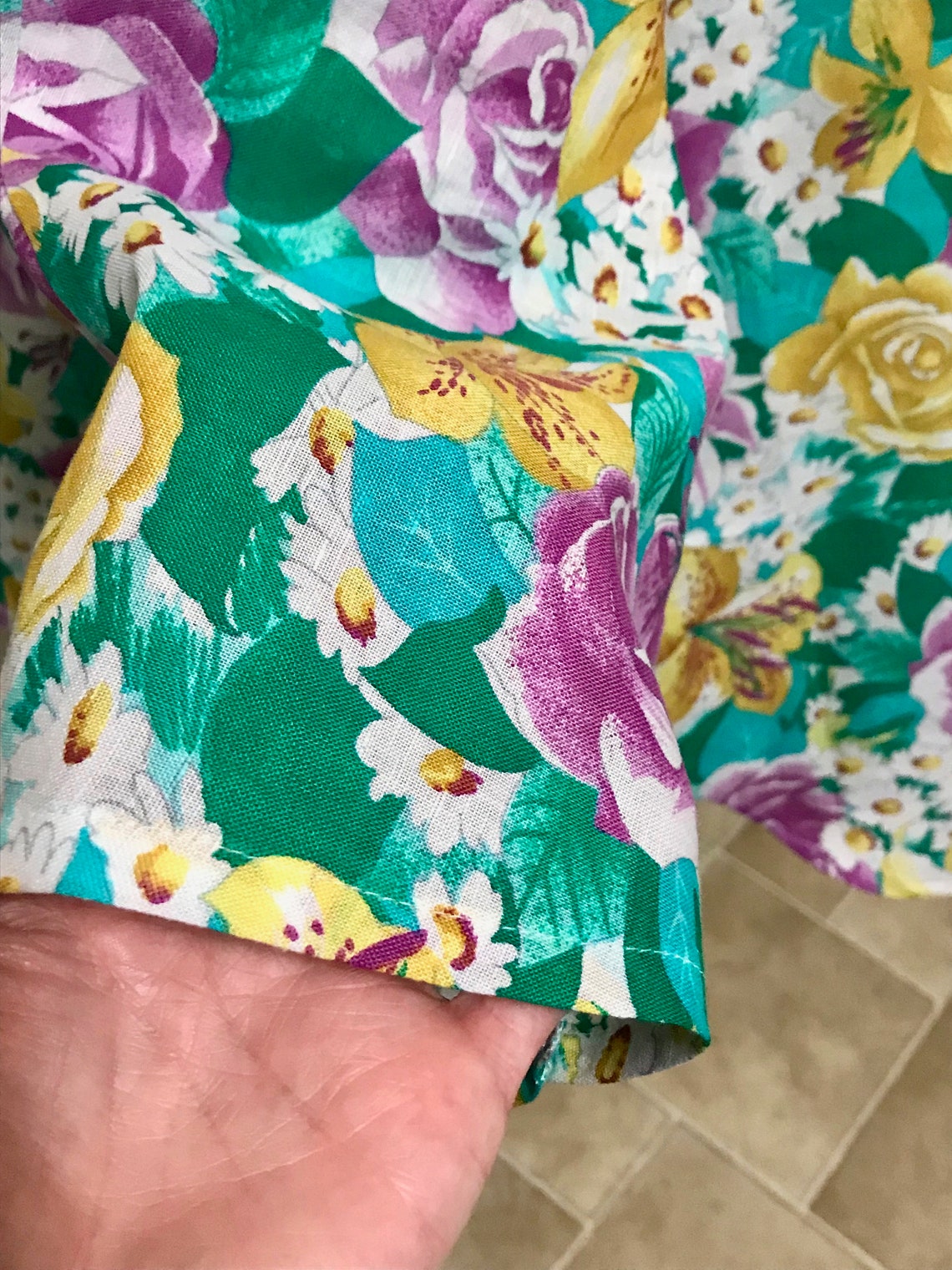 Teal Flutter Jacket Shrug in Vintage 1980's Floral Cotton - Etsy