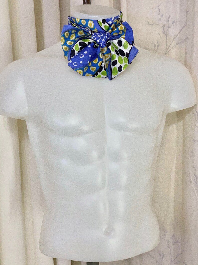 Abstract Silk Jacquard Ascot in Royal Gold /& Lime Print with Guitars and ELVIS Embossing Square Ends for Fantasy Cosplay