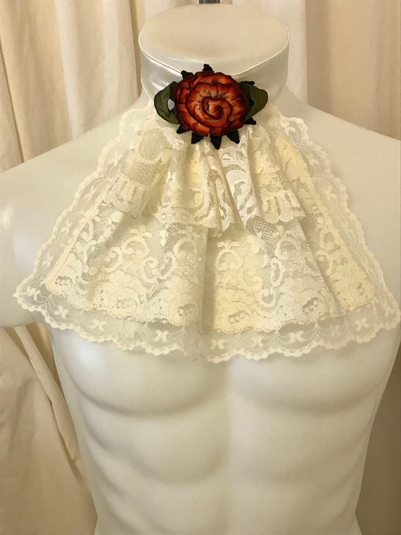 Ivory Laces Ascot Jabot Neck Ruffle w/2 Tiers & Lace Trim on Etsy