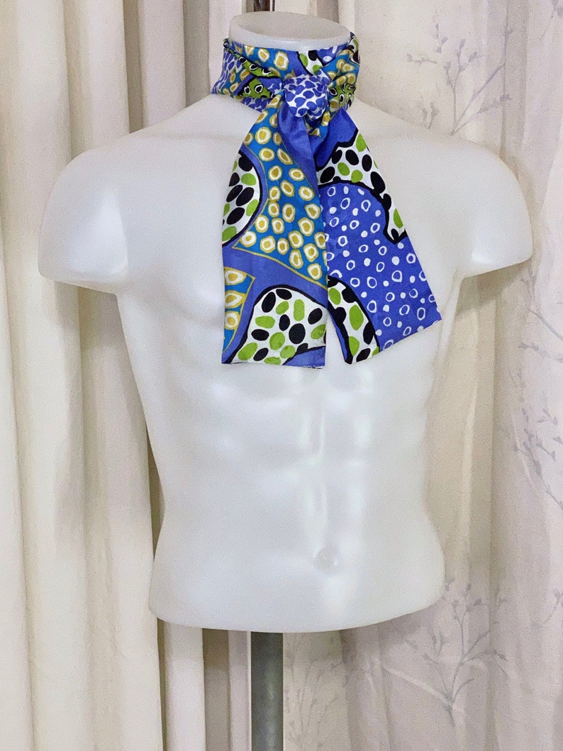 Abstract Silk Jacquard Ascot in Royal Gold /& Lime Print with Guitars and ELVIS Embossing Square Ends for Fantasy Cosplay