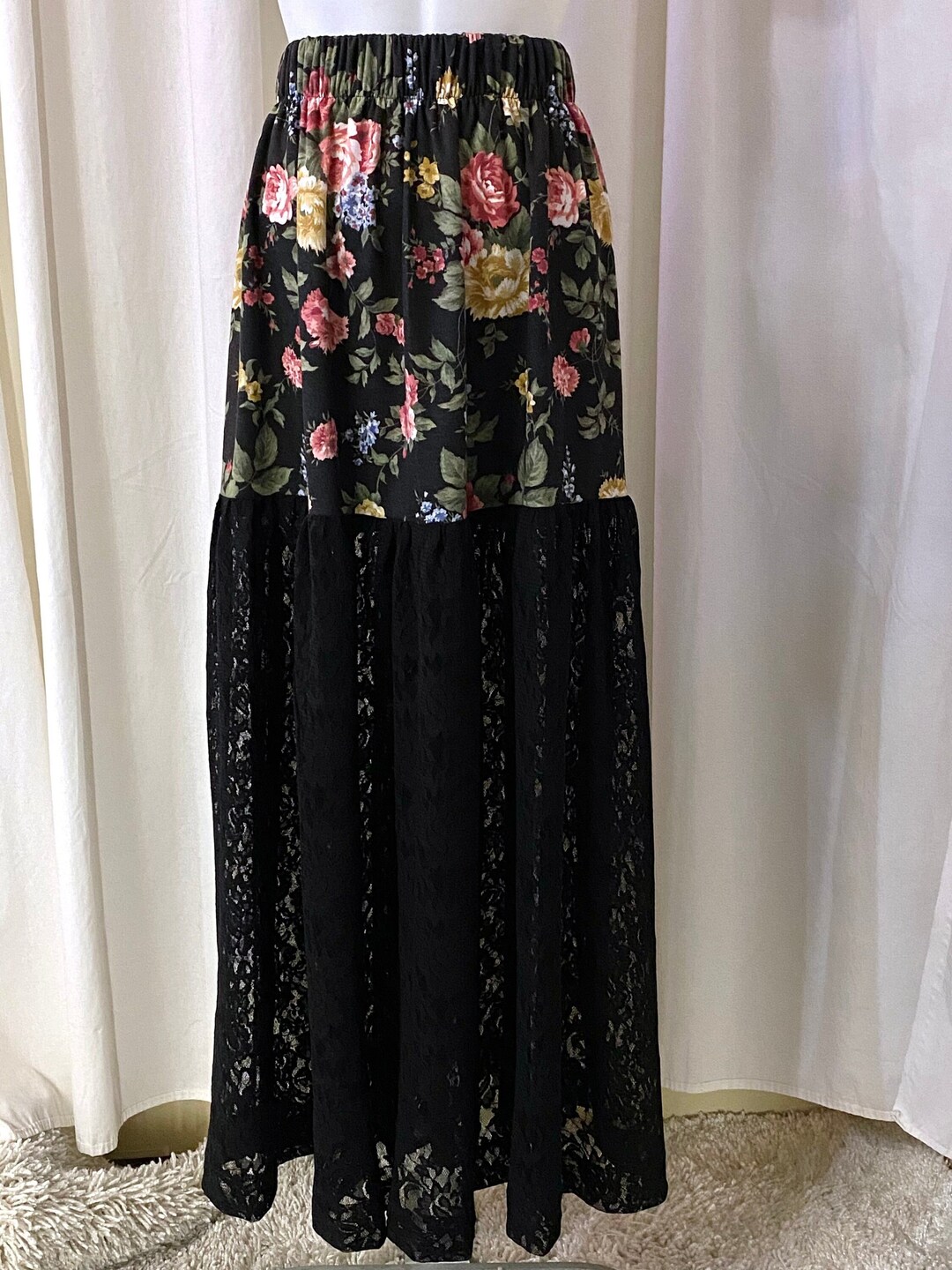 Black Long Dress with Sheer Skirt main image 1