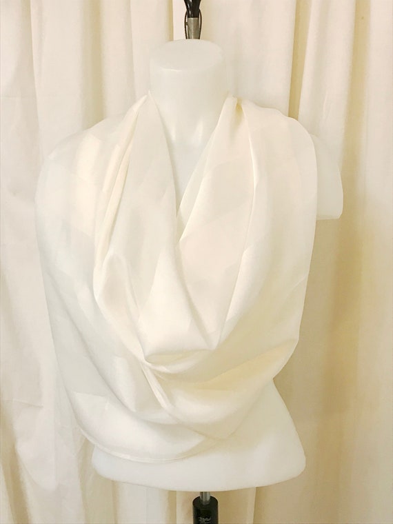 Rectangle Scarf, Shawl, Wrap in Ivory Sheer Stripe