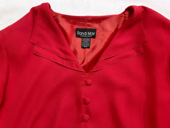 1990s Red Crepe Tiered Dress with No-Waist Silhou… - image 2